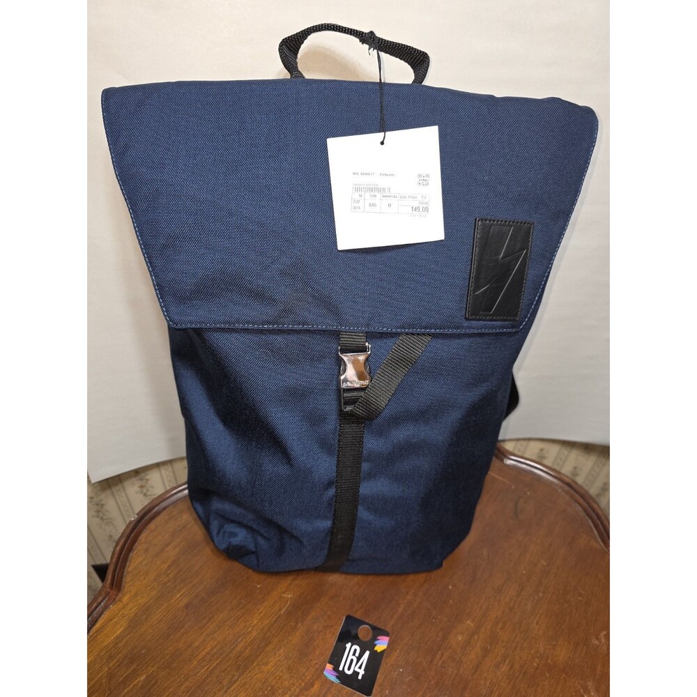 Neil Barrett Made In Italy Backpack NWT Navy Blue Lightning Bolt Luxury Dustbag